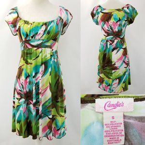 Candies Cap Sleeve Floral Watercolors Dress Small